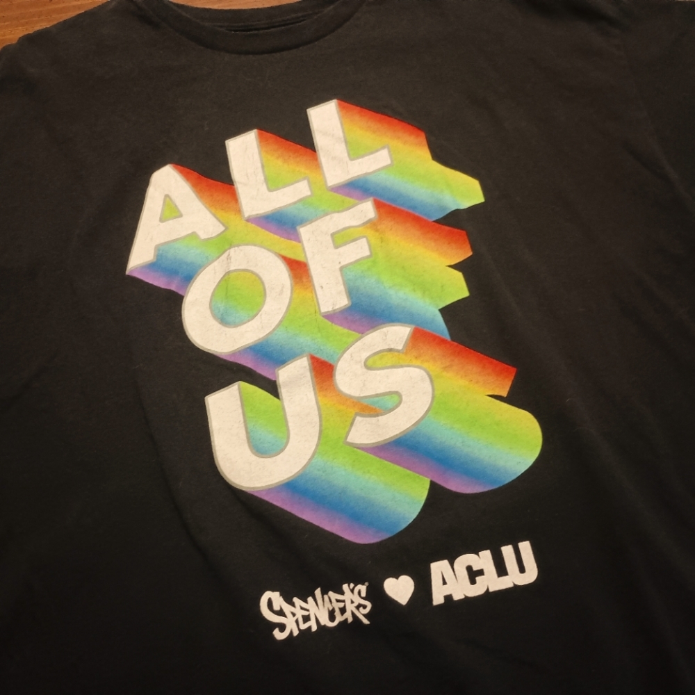 RAINBOW "ALL OF US" T-SHIRT - 2XL // Pride Spencers ACLU love tee shirt